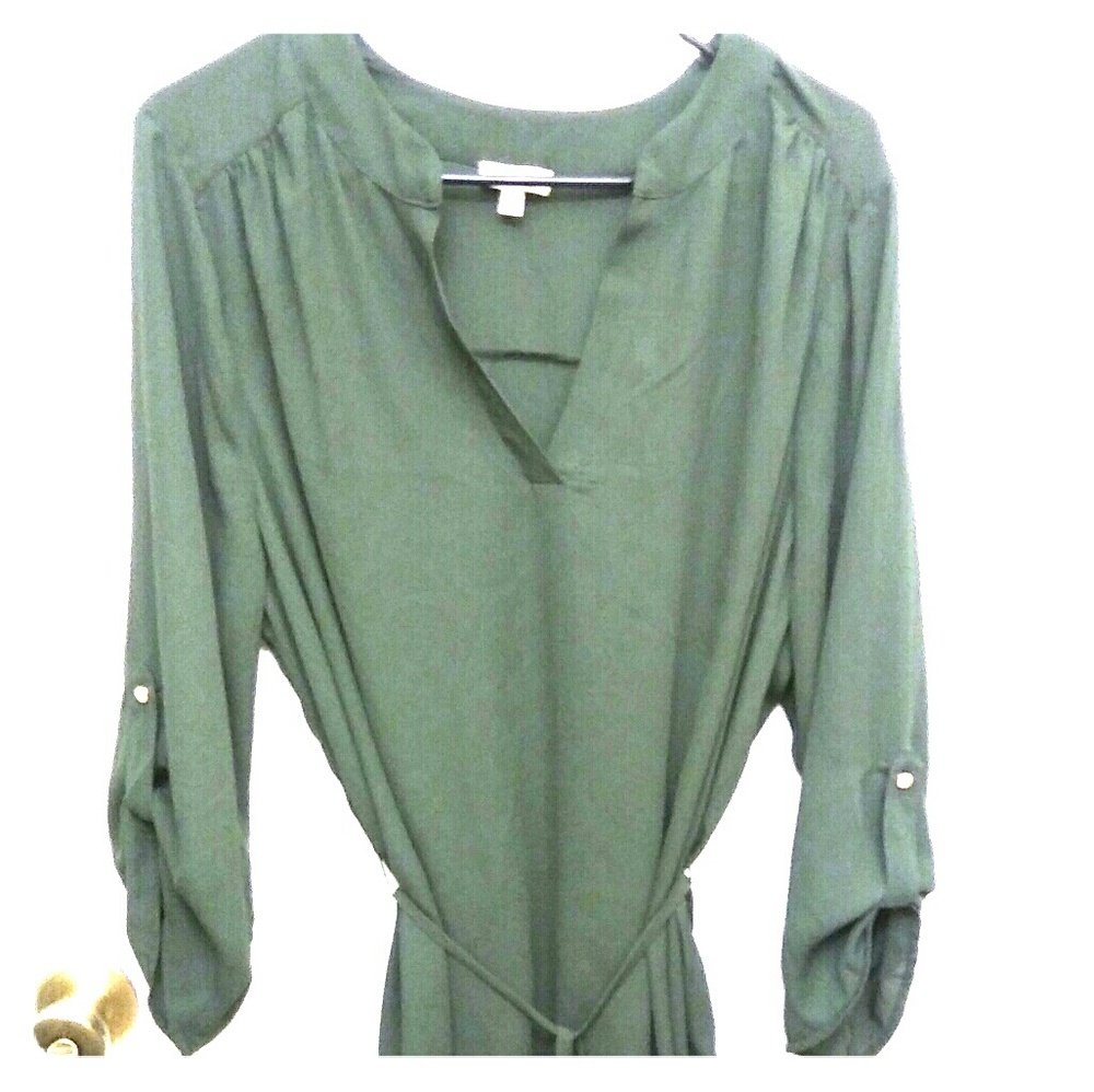 Sheer Hunter Green Tunic w/Gold accents and belt