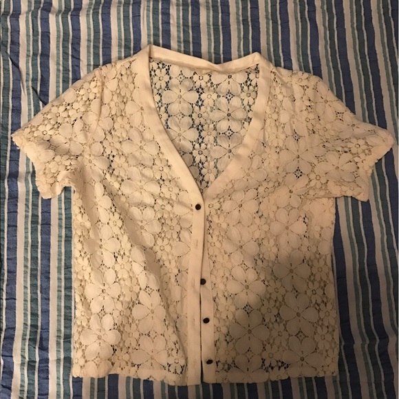 Maison Jules floral cutout crop top button down - Picture 1 of 1