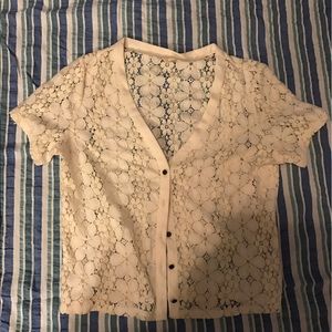 Maison Jules floral cutout crop top button down