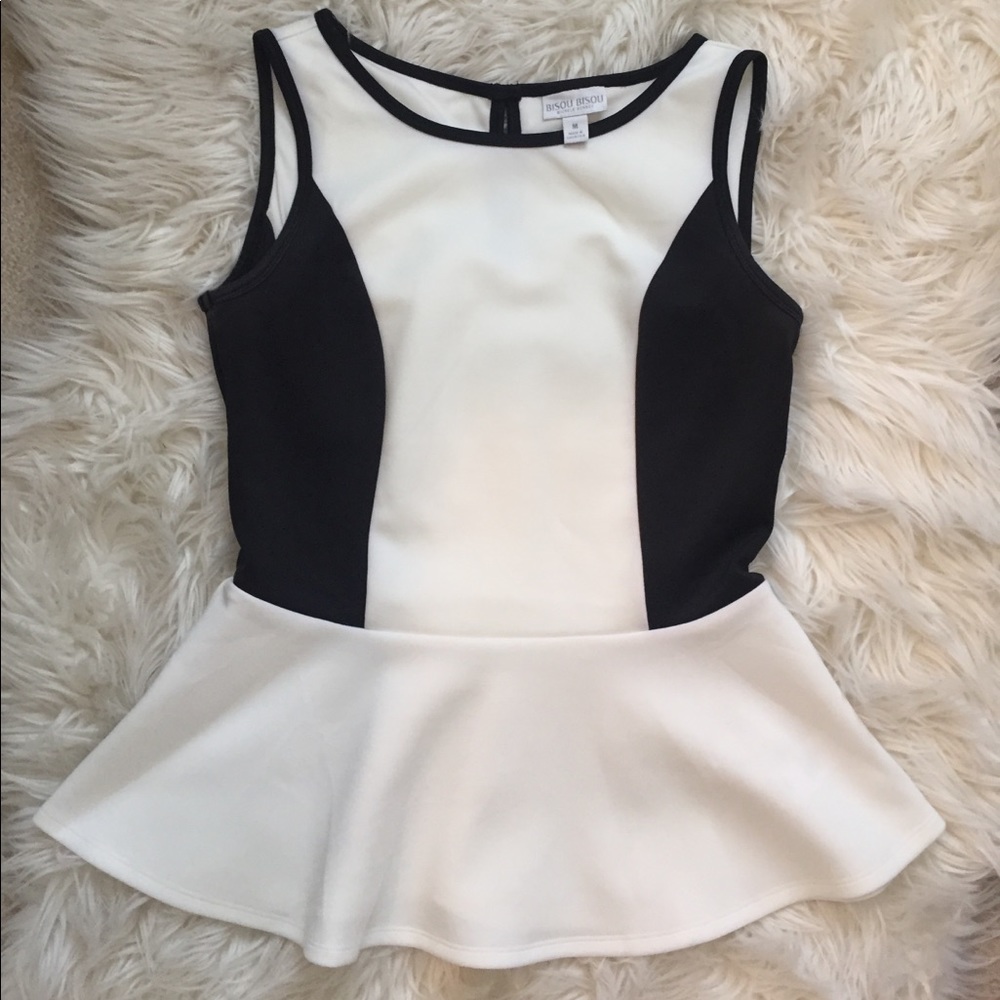 Black and white peplum top