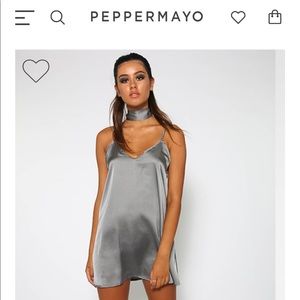 NWT Peppermayo Olive Green Satin Dress w/ sash