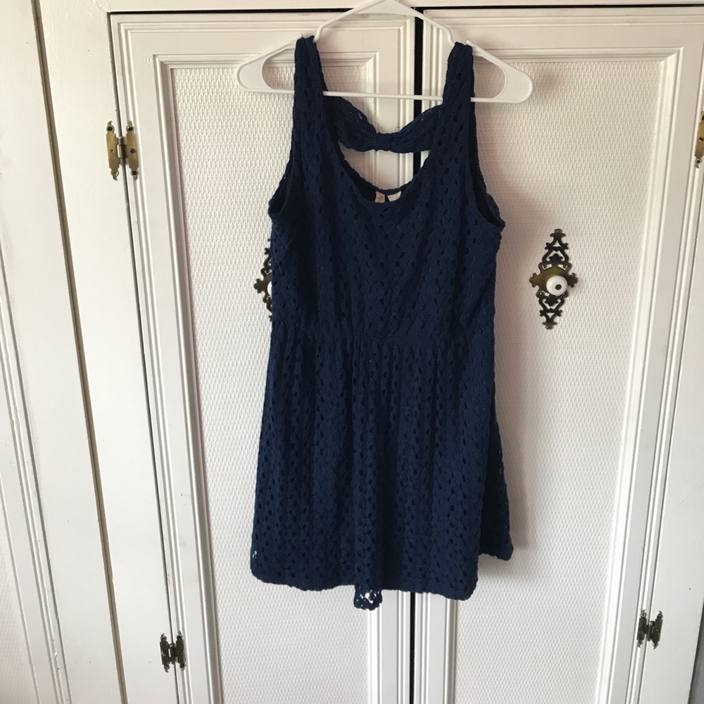 Lace blue red camel dress