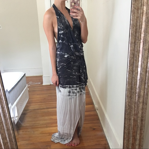 Young Fabulous & Broke Dresses & Skirts - YFB gray tie dye open back halter maxi dress small