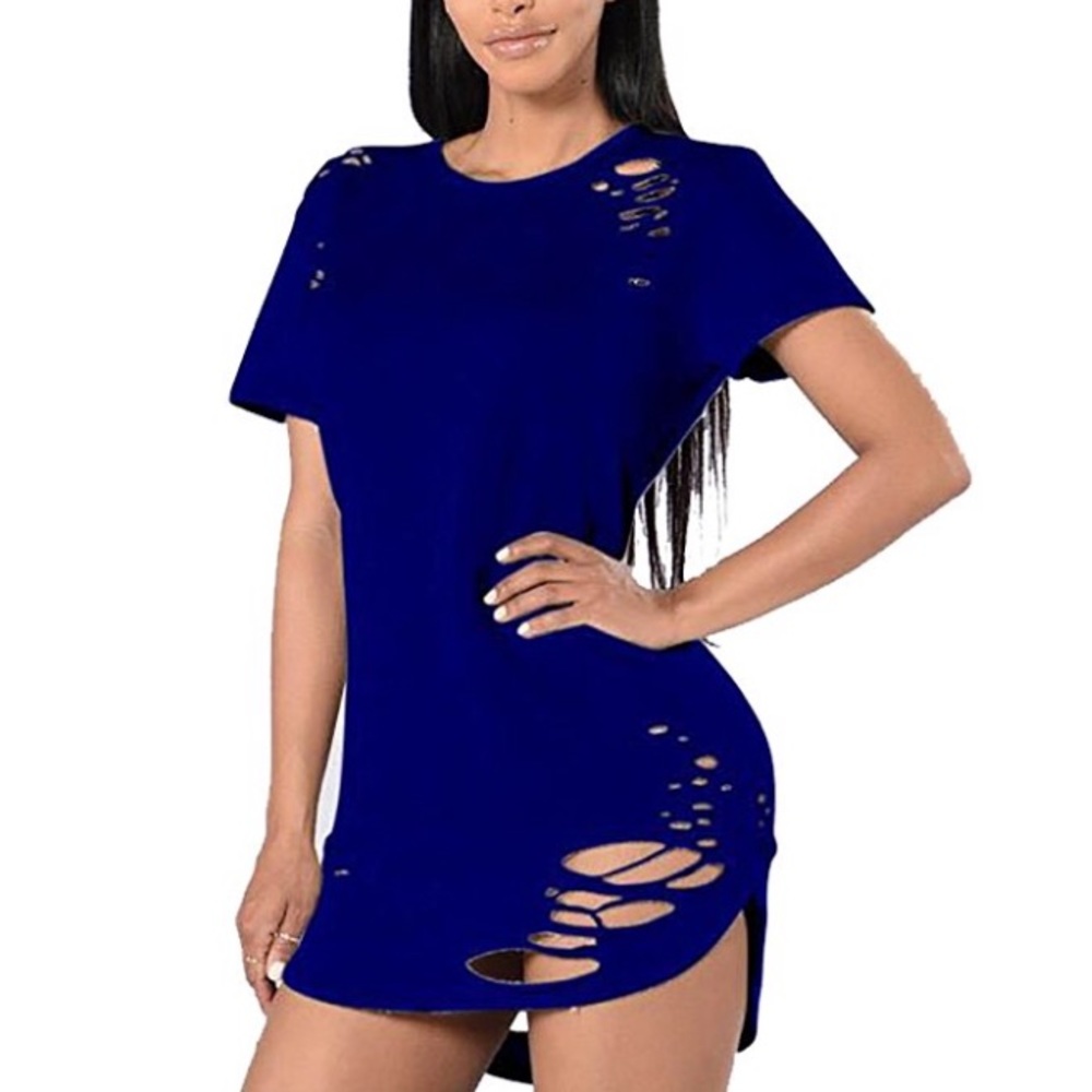 Blue "Destroyed" tunic tee