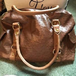 Large faux leather mocha/chestnut colored handbag