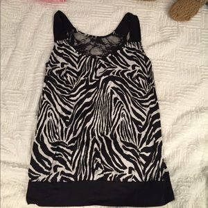 Zebra print blouse with lace back