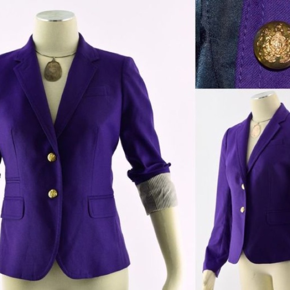 J. Crew Schoolboy Blazer Jacket Purple 8 Wool