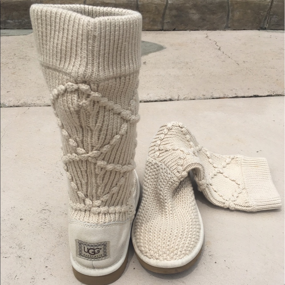 Cream Argyle Knit UGG Boots