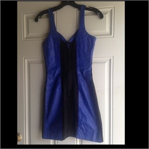 Leather & knit bodycon dress