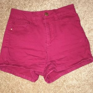 red high waisted shorts