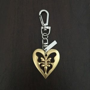 St. John Matte Gold Butterfly Heart Keychain