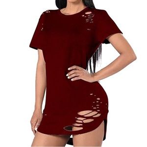 Red "destroyed" tunic tee