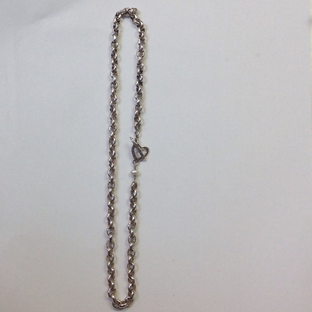 Sterling silver and Pearl toggle necklace