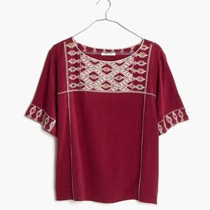 Madewell Embroidered Tee Top Sz L NWOT