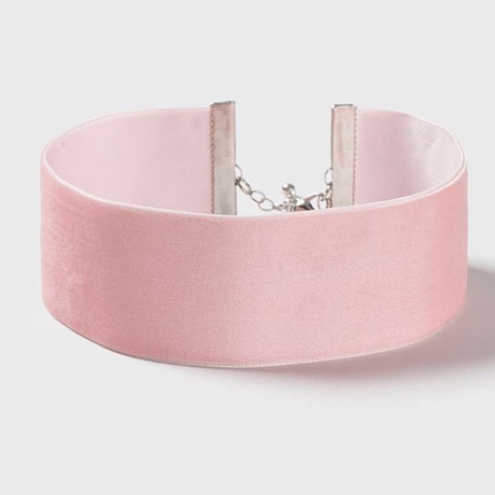 Thick baby pink velvet choker