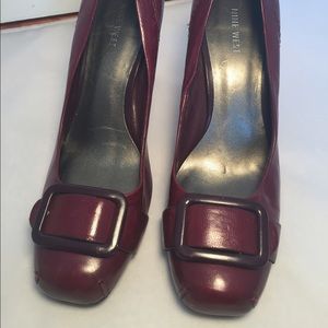 Nine West burgundy block heel pumps