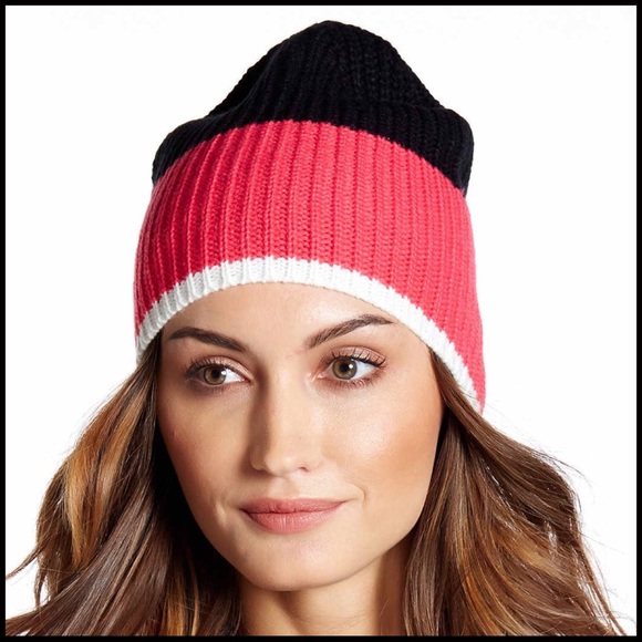 KATE SPADE SIGNATURE ZIPPER BEANIE COLOR BLOCK HAT - Picture 5 of 6