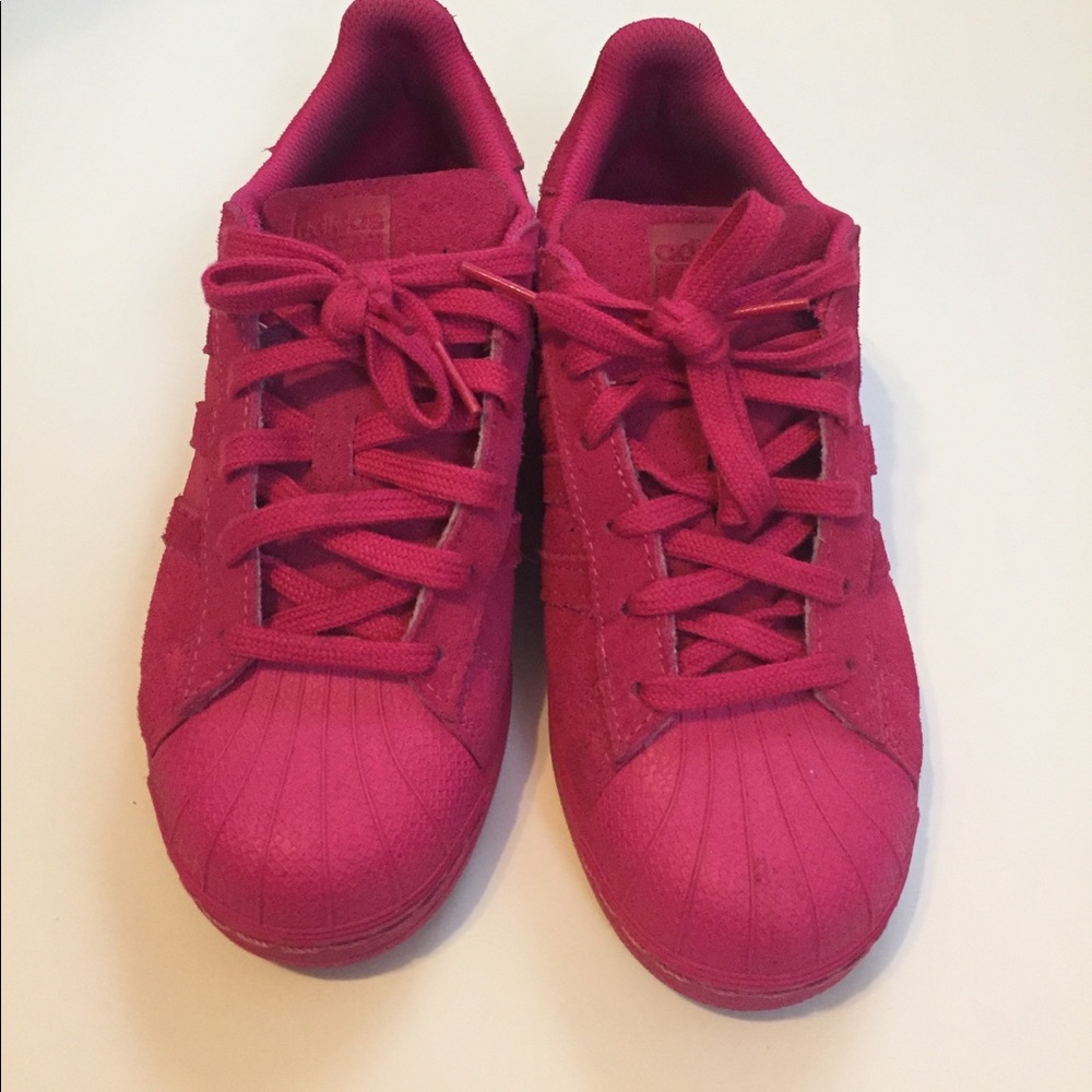 Adidas Hot Pink Suede Superstars