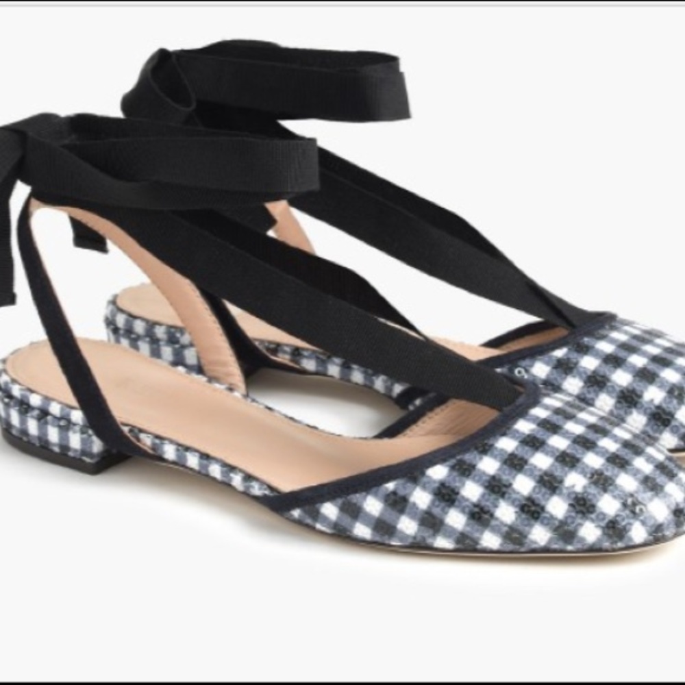 J crew ankle wrap flats