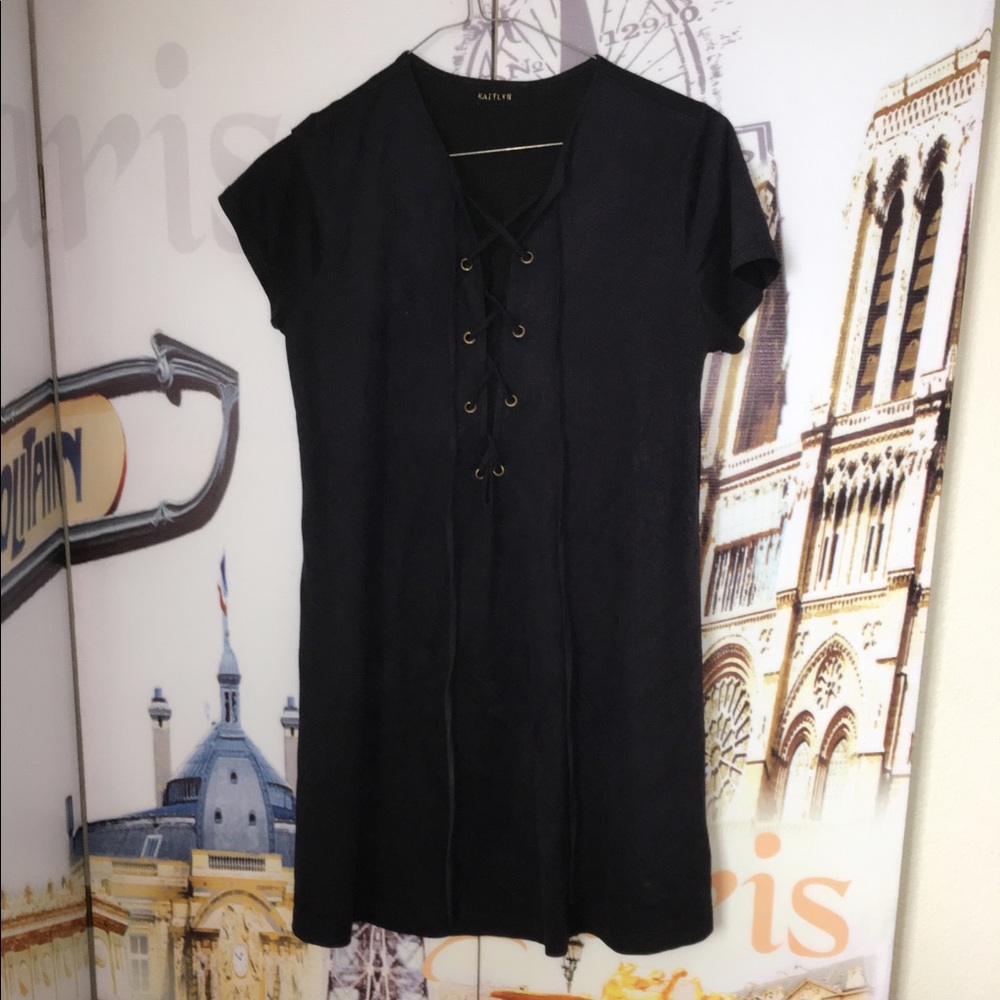 Gray lace up dress