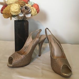 Gold Glitter Stiletto Heels