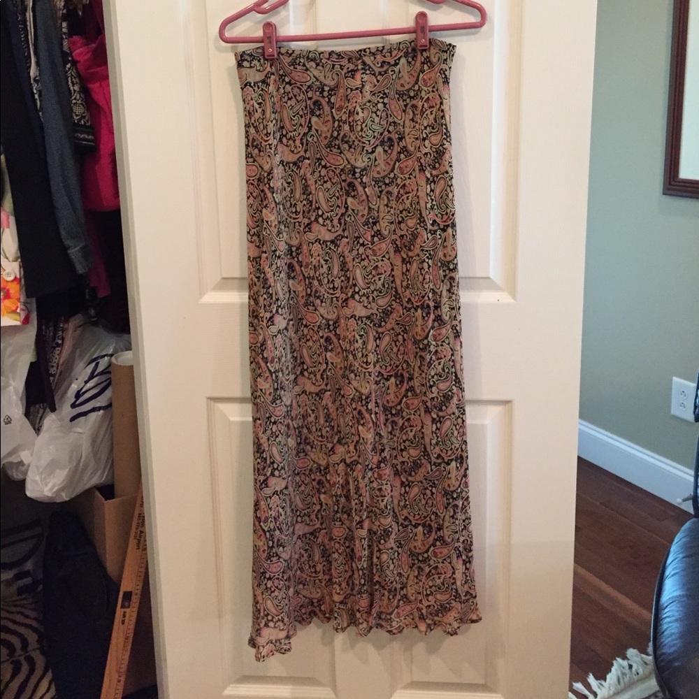 Ann Taylor Long Paisley Silk Skirt Size 4