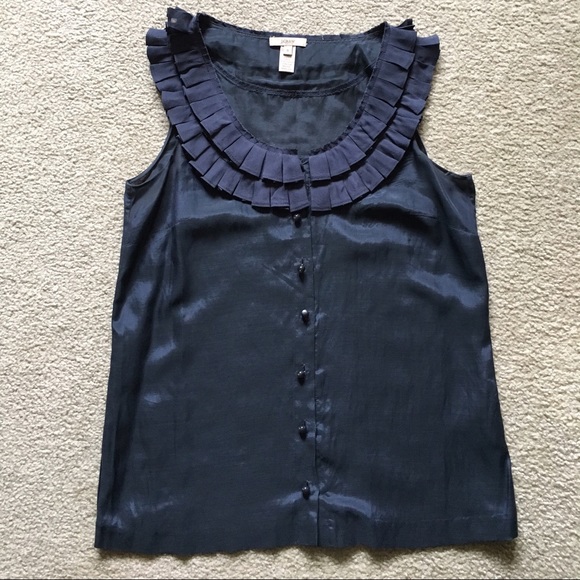 J. Crew Navy Blue Silk Sleeveless Top - Picture 1 of 3