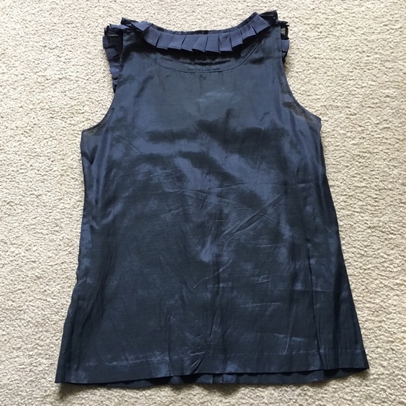 J. Crew Navy Blue Silk Sleeveless Top - Picture 2 of 3