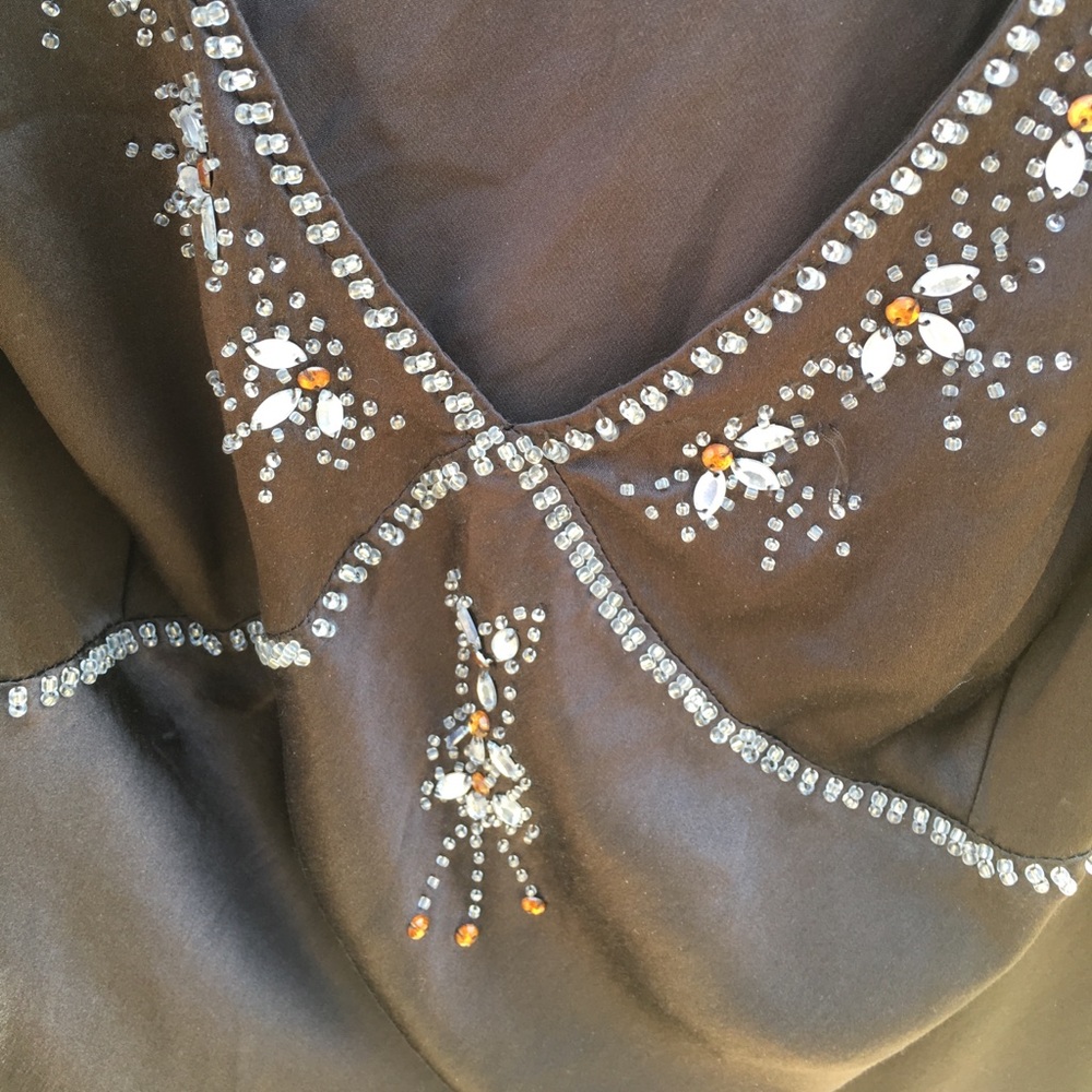Silk top brown embellished with beading