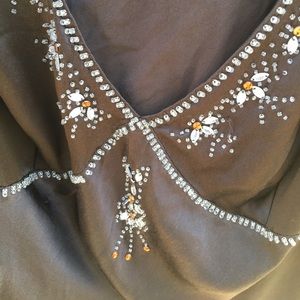 Silk top brown embellished with beading