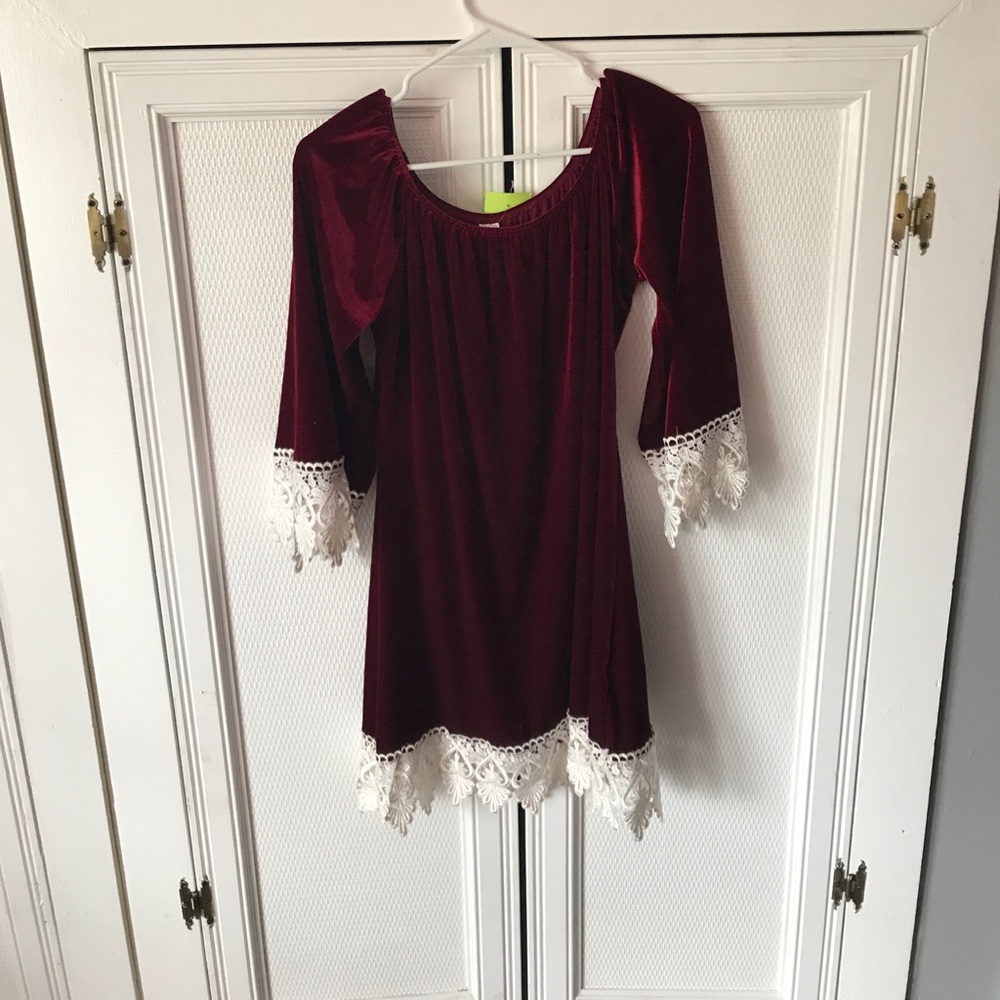 Dark red velvet dress