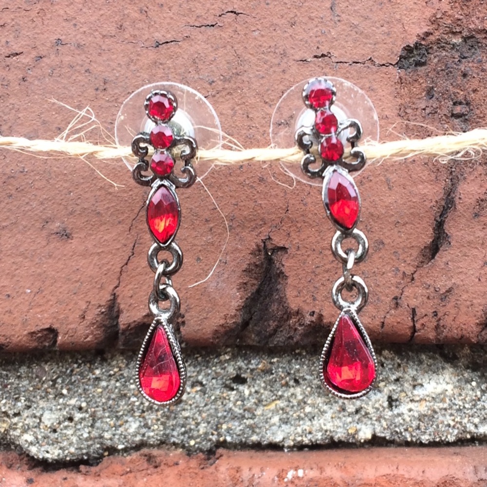 Red & silver fashion vintage-style earrings