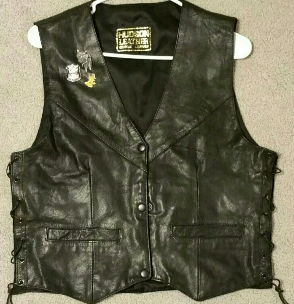 Leather motorcycle vest