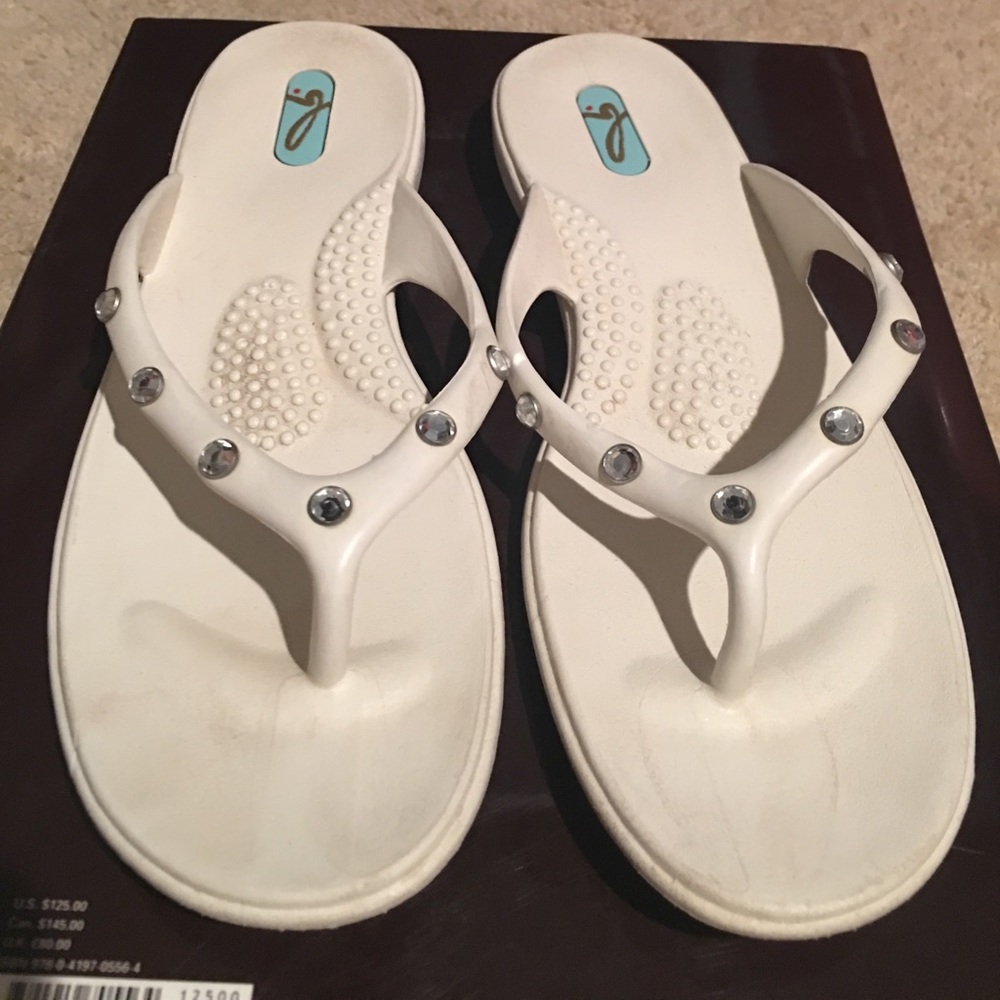 Rubber spa flip flops M with rhinestones Size 7-8