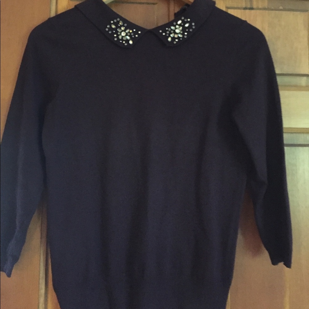 Plum Ann Taylor sweater with rhinestones