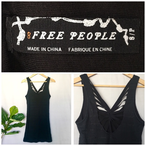 Free People Dresses & Skirts - FREE PEOPLE Black Bodycon Dress Crisscross Back