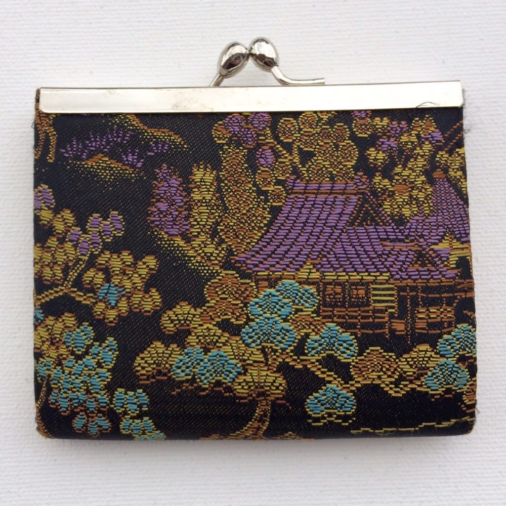 Japanese silk and silver coin purse