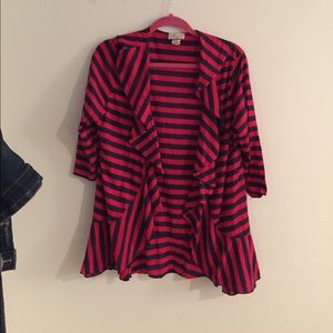 Red and navy flowy cardigan