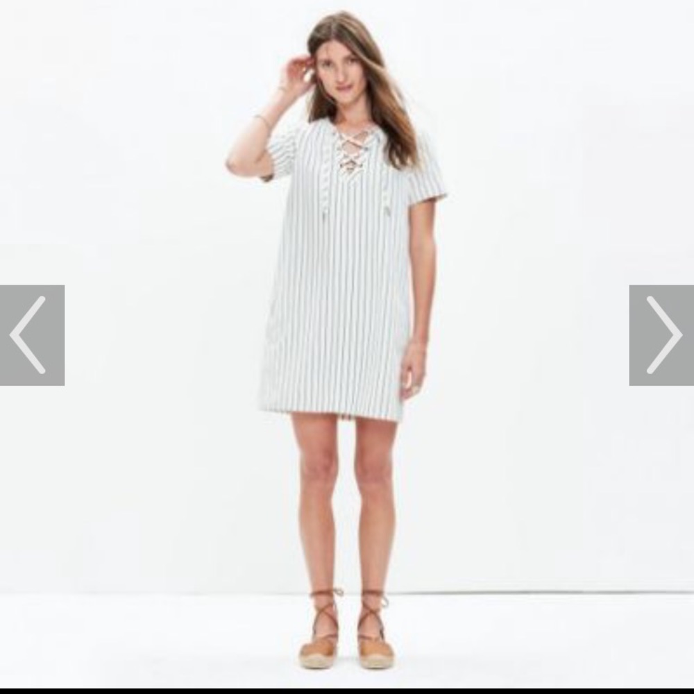Madewell NWT lace up harbor shift dress xxs
