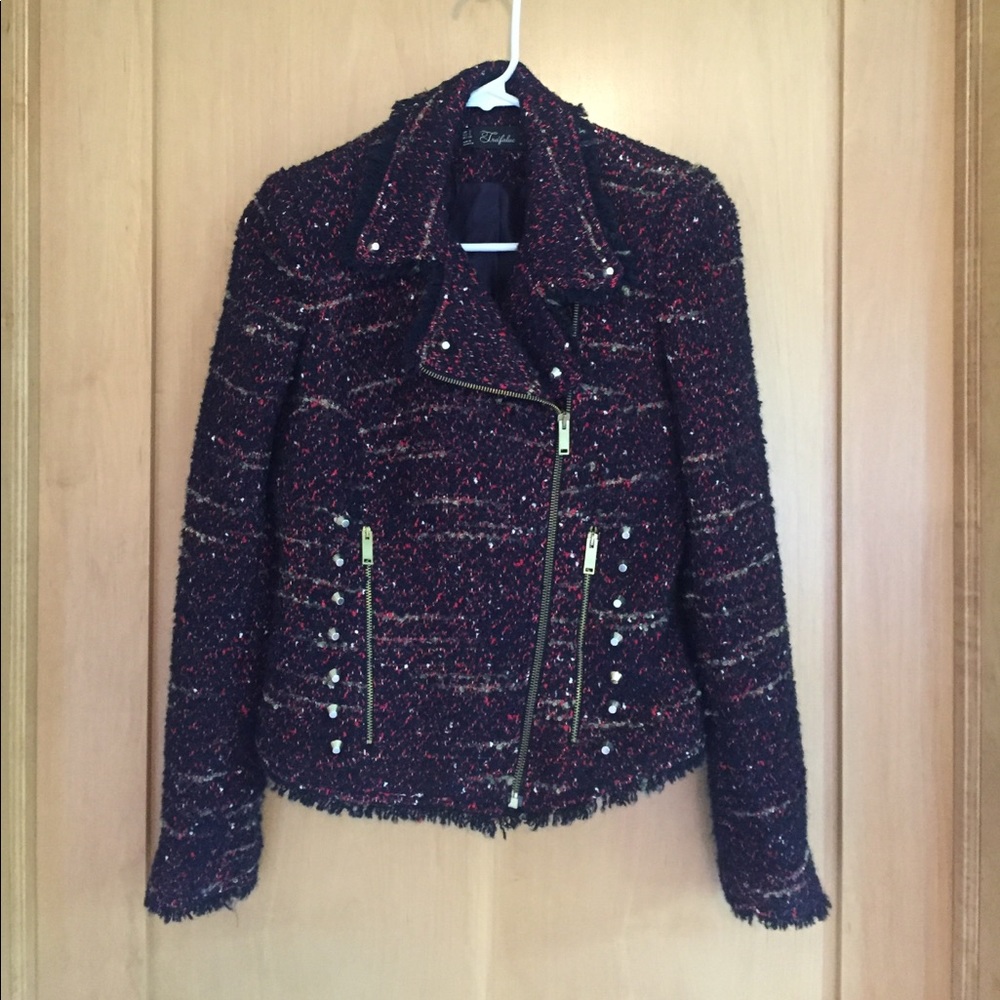 Zara motorcycle tweed jacket