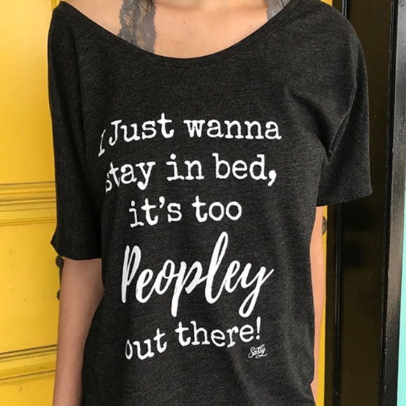 SMALL Too Peopley out there slouchy tee - Picture 2 of 7