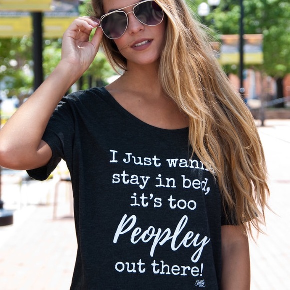 SMALL Too Peopley out there slouchy tee - Picture 6 of 7