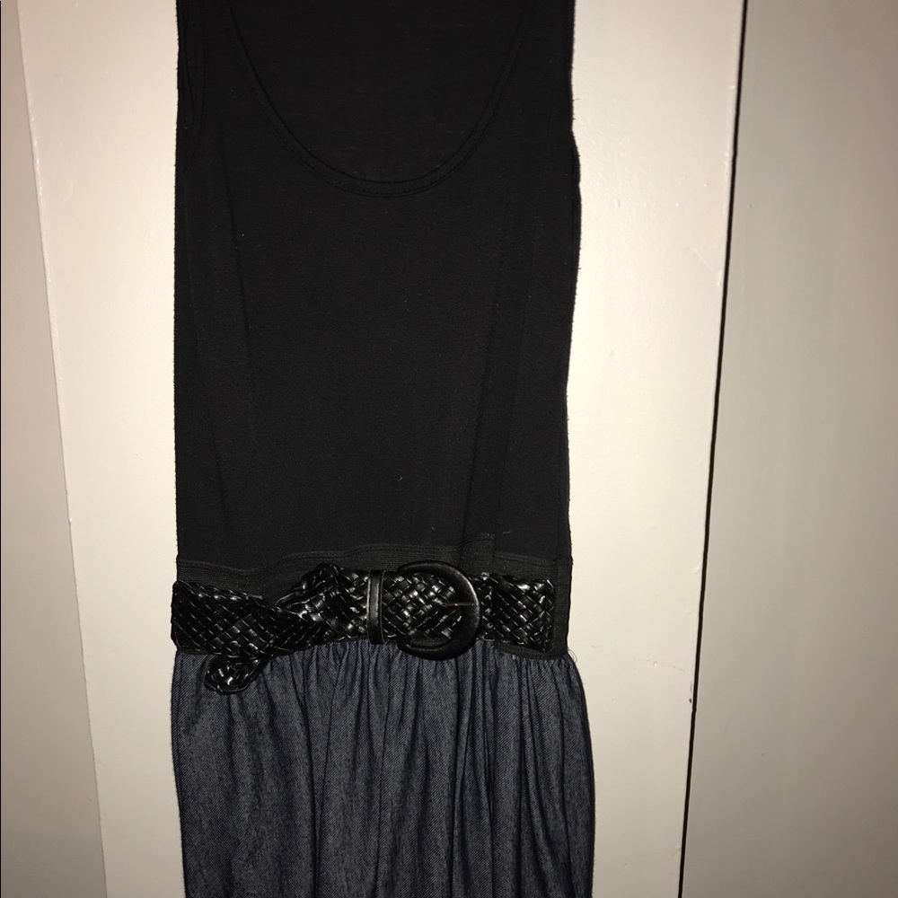 black and denim dress