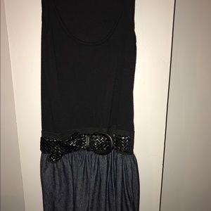 black and denim dress