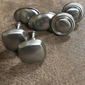 3 pairs 6 misc drawer pulls knobs nickel
