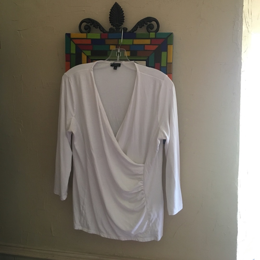 Talbots size M white long sleeved draped top