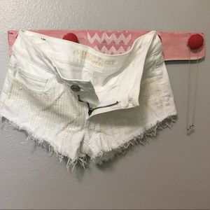 AE white sequin shorts