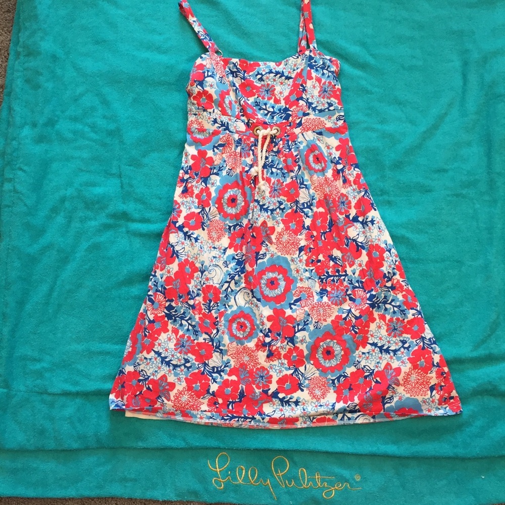 Lilly Pulitzer Red White Blue floral dress XS