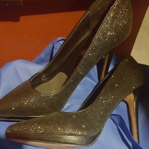 Black Glitter heels