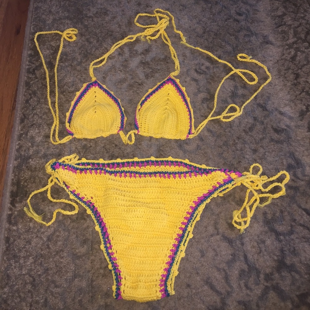 Misguided Yellow Crochet Bikini- NEW💛